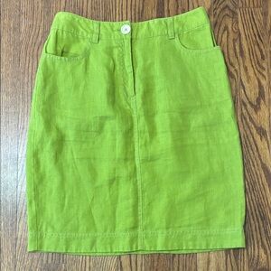 Boden 100% linen Green Women's Skirt size 4 long